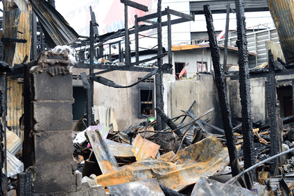 Fire damaged house